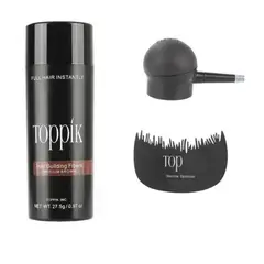 TOPPIK - Fibras Capilares 275g + Aplicador + Peine Pro DARK BLACK