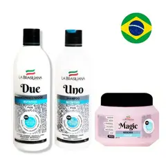 LA BRASILIANA - Kit - UNO + DUE + Magic POS 500 gr. Post-Alisado Sin SAL