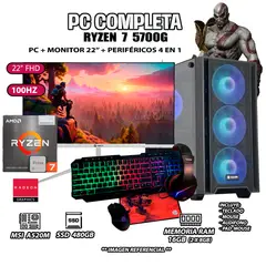 AMD - Computadora Completa Ryzen 7 5700G RAM 16GB DISCO SSD 500GB MONITOR 22" FHD