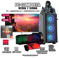 AMD - Computadora Completa Ryzen 7 5700G RAM 16GB DISCO SSD 500GB MONITOR 22" FHD