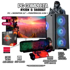 AMD - Computadora Completa Ryzen 5 5600GT RAM 16GB DISCO SSD 500GB MONITOR 22" FHD