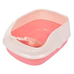 GENERICO - Caja de Arena Arenero para Gato con Pala Cernidora 21x52x37cm - Rosa - M