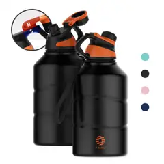FJBOTTLE - - Botella de agua de acero inoxidable con tapa magnética 2200ml - Negro