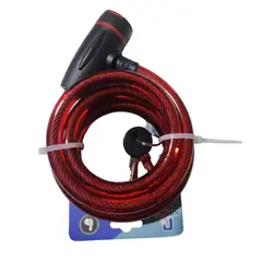 GENERICO - Candado de cable con llave 150cm MEDIANO - ROJO
