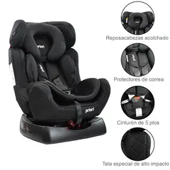 PRIORI - Silla de Auto Bebé Grupo +0, 1, 2 y 3 Focus Negro