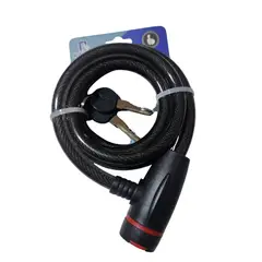 GENERICO - Candado de cable con llave 150cm MEDIANO -NEGRO