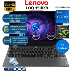 LENOVO - Laptop LOQ 15IRX9 INTEL CORE i7-RAM 12 GB SSD 512 GB RTX 3050 con 6 GB GDDR6