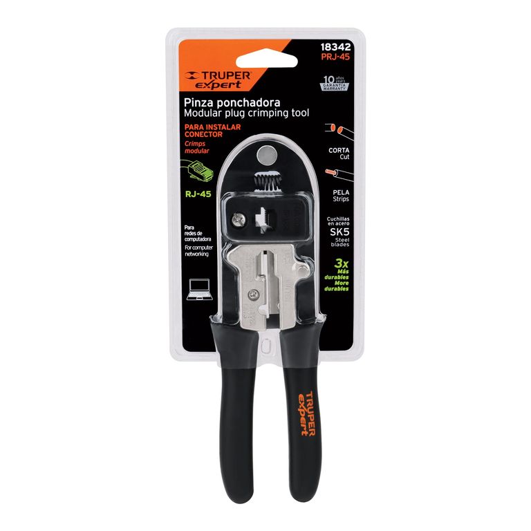 Pinza 8" ponchadora para cables RJ-45, 8 contactos - 18342
