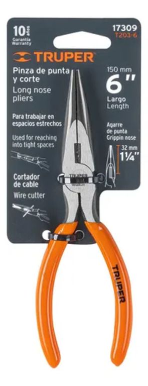 Alicate de punta y corte 6 mango de PVC - 17309