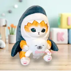 GENERICO - PELUCHE GATO TIBURÓN + FOCA 26 CM