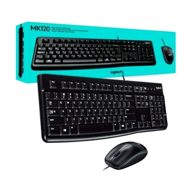 Kit Teclado y Mouse MK120 con Cable USB en Español