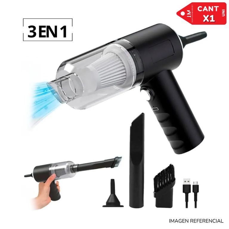 Aspiradora Portátil 3 en 1 para Auto Oficina y Hogar Recargable USB