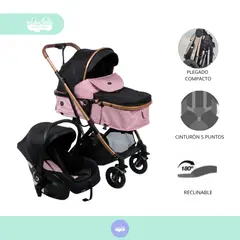 BABY - Coche Moises con porta bebé Bimba pink