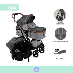 BABY - Coche Moises con porta bebé Bimba grey