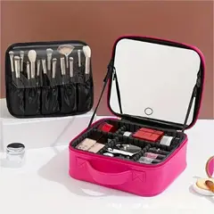 GENERICO - Estuche De Maquillaje Con Espejo Luz Led Cosmetiquera