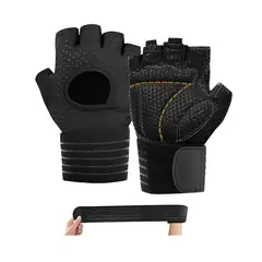 GENERICO - Guantes Deportivos Talla M Palmas Acolchadas Con Muñequera