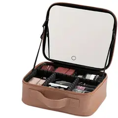GENERICO - Estuche De Maquillaje Con Espejo Luz Led Cosmetiquera