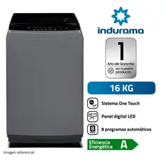 INDURAMA - Lavadora 16Kg Carga Superior Gris Oscuro
