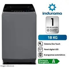 INDURAMA - Lavadora 18Kg Carga Superior Gris Oscuro