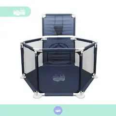GENERICO - Corral de juegos hexagonal con aro de bebés azul
