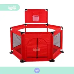 GENERICO - Corral de juegos hexagonal con aro de bebés rojo