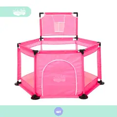 GENERICO - Corral de juegos hexagonal con aro de bebés light fucsia