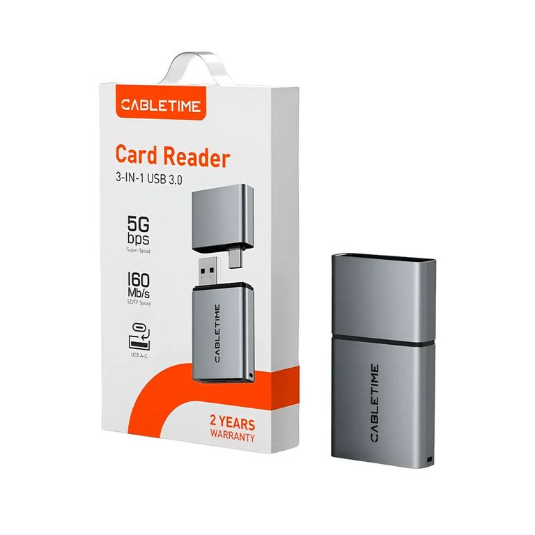 Lector Memoria Cabletime 3en1 Microsd Sd Usb-a Usb-c