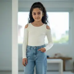 GENERICO - Body Niñas Manga Larga Algodón Ivory - Angela Kids