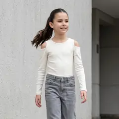 GENERICO - Body Niñas Manga Larga Algodón Ivory - Angela Kids