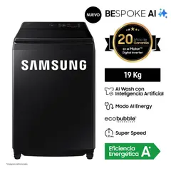 SAMSUNG - Lavadora 19 Kg AI Wash Ecobubble WA80F19S8BPE Negro