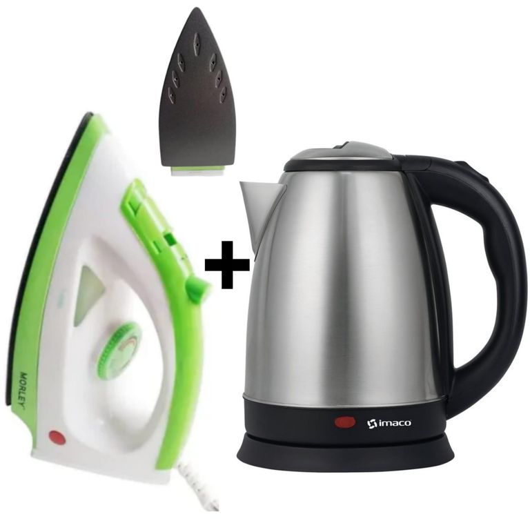 Hervidor Eléctrico 1.8 L KE1801 + Plancha Electrica MORLEY VERDE