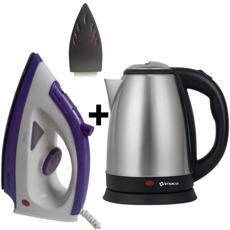 Hervidor Eléctrico 1.8 L KE1801 + Plancha Electrica MORLEY MORADO