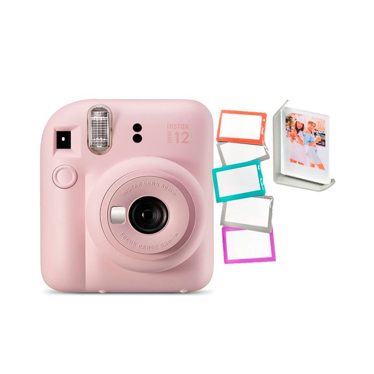 Camara Instax Mini 12 Rosado +5Portafotos+Marco