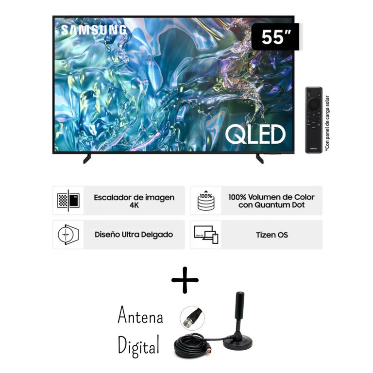 Televisor 55” QLED 4K Tizen Os Smart Tv QN55Q60DAGXPE + Antena Digital