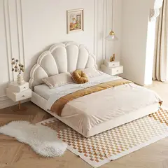 GENERICO - JUEGO DE DORMITORIO DANNA 2 PLAZAS BOX TARIMA Y CABECERA COLOR MARFIL