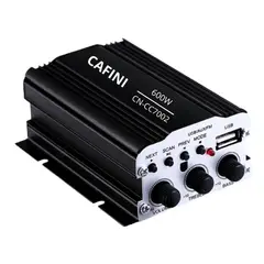 CAFINI - Amplificador Estéreo Hi-Fi 2 Canales con USB, FM y MP3 Integrado Negro