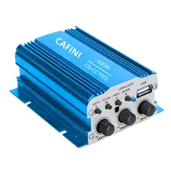 CAFINI - Amplificador Estéreo Hi-Fi 2 Canales con USB, FM y MP3 Integrado Azul