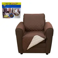 GENERICO - Funda Protector para Sillón Individual Reversible Marrón y Crema