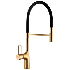 FRATELLI - MEZCLADORA MONOCOMANDO DE COCINA AL MUEBLE DALLAS DORADO CON NEGRO