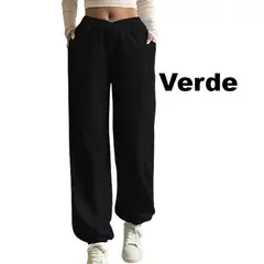 GENERICO - Jogger grueso Invierno M Verde Mujer con Bolsillos