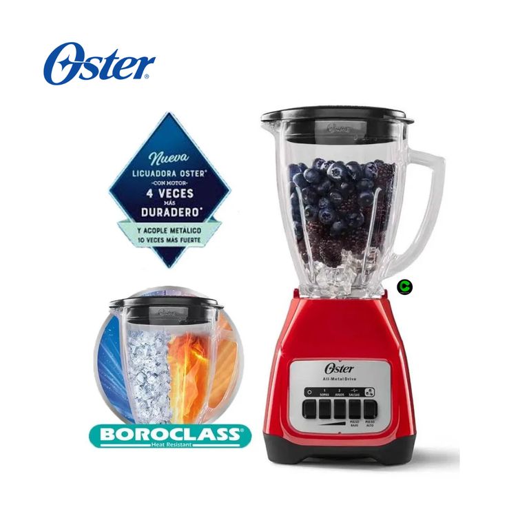 Licuadora 1.5 Litros Vaso de Vidrio BLSTKAGRPB Rojo
