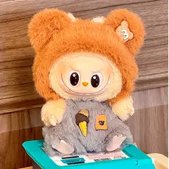 DISEÑO ORIGINAL - Ropa para Labubu Gris con Capucha de Oso