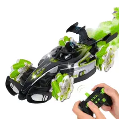 GENERICO - Carro Acrobático a Control Remoto Verde Bota Humo con Luces