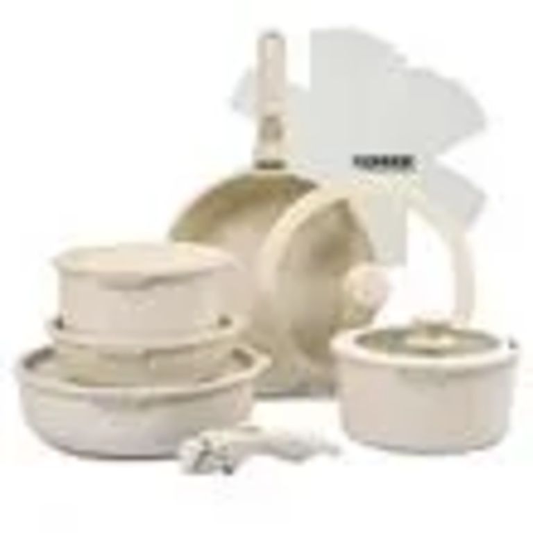 Jgo Ollas Antiadherente Blanco x17 Pzas mExtraible