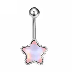 GENERICO - Piercing para ombligo estrella plateada con cristal multicolor
