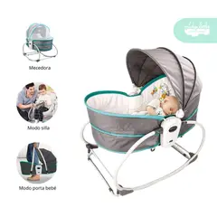 CAM - Silla Mecedora 6 en 1 Musical plomo con verde