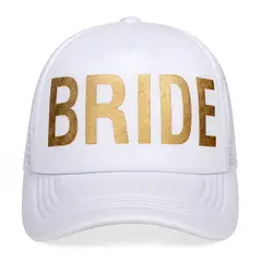 GENERICO - Gorra blanca para la novia despedida de soltera bride dorado