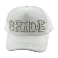 GENERICO - Gorra blanca para novia despedida de soltera bride perlitas
