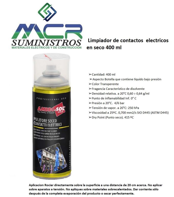 LIMPIADOR DE CONTACTOS ELECTRICOS EN SECO 400 ml