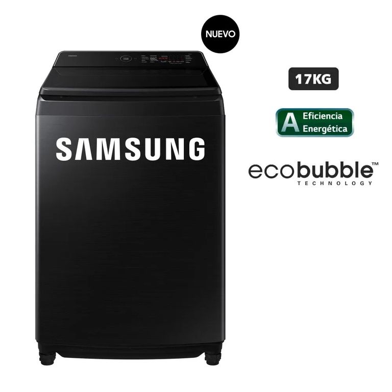 LAVADORA AI WASH ECOBUBBLE 17kg NEGRA WA80F17S8BPE